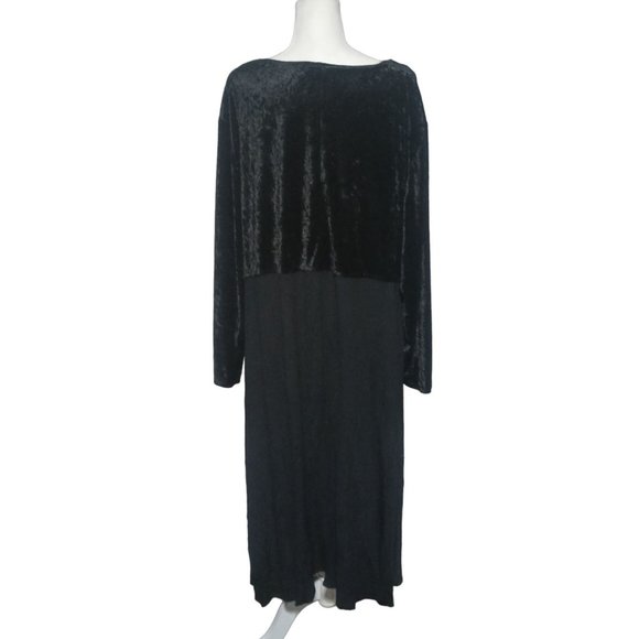 The Avenue Dress Womens Size 30 Black Velvet Gauze Midi Stretch Long Sleeve Empi - Picture 4 of 8